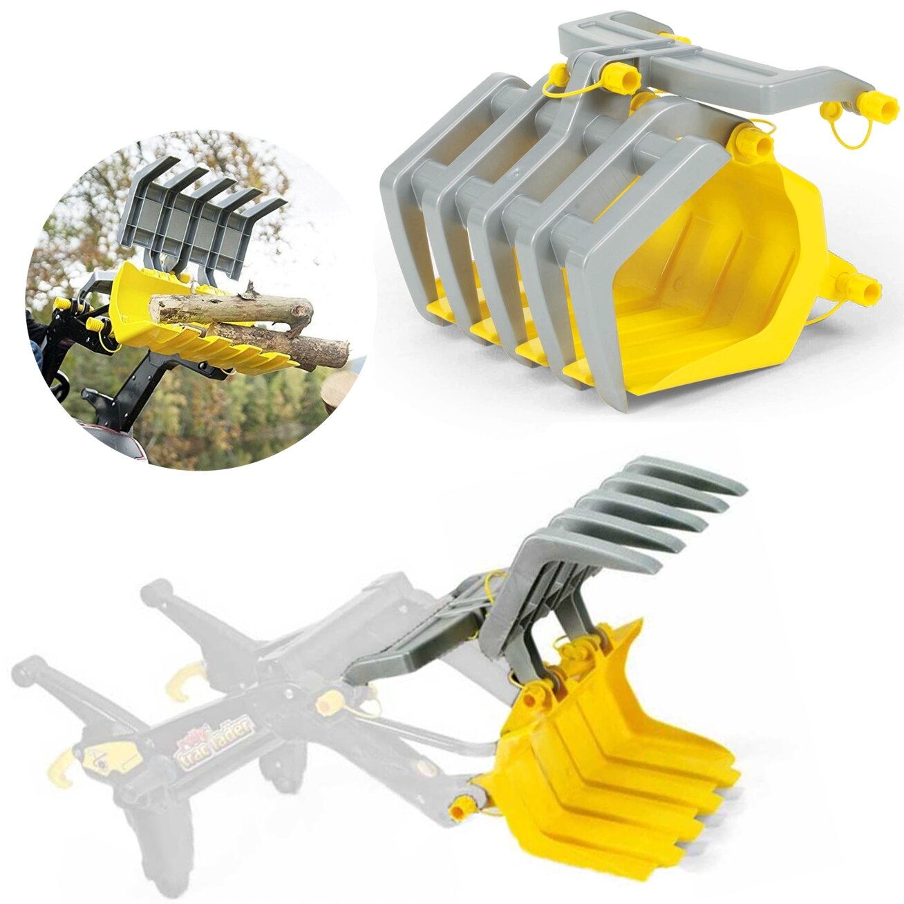 Rolly Toys Šaukštas traktoriui, griebtuvas medienos krovimui Rolly Toys Šaukštas traktoriui, griebtuvas medienos krovimui