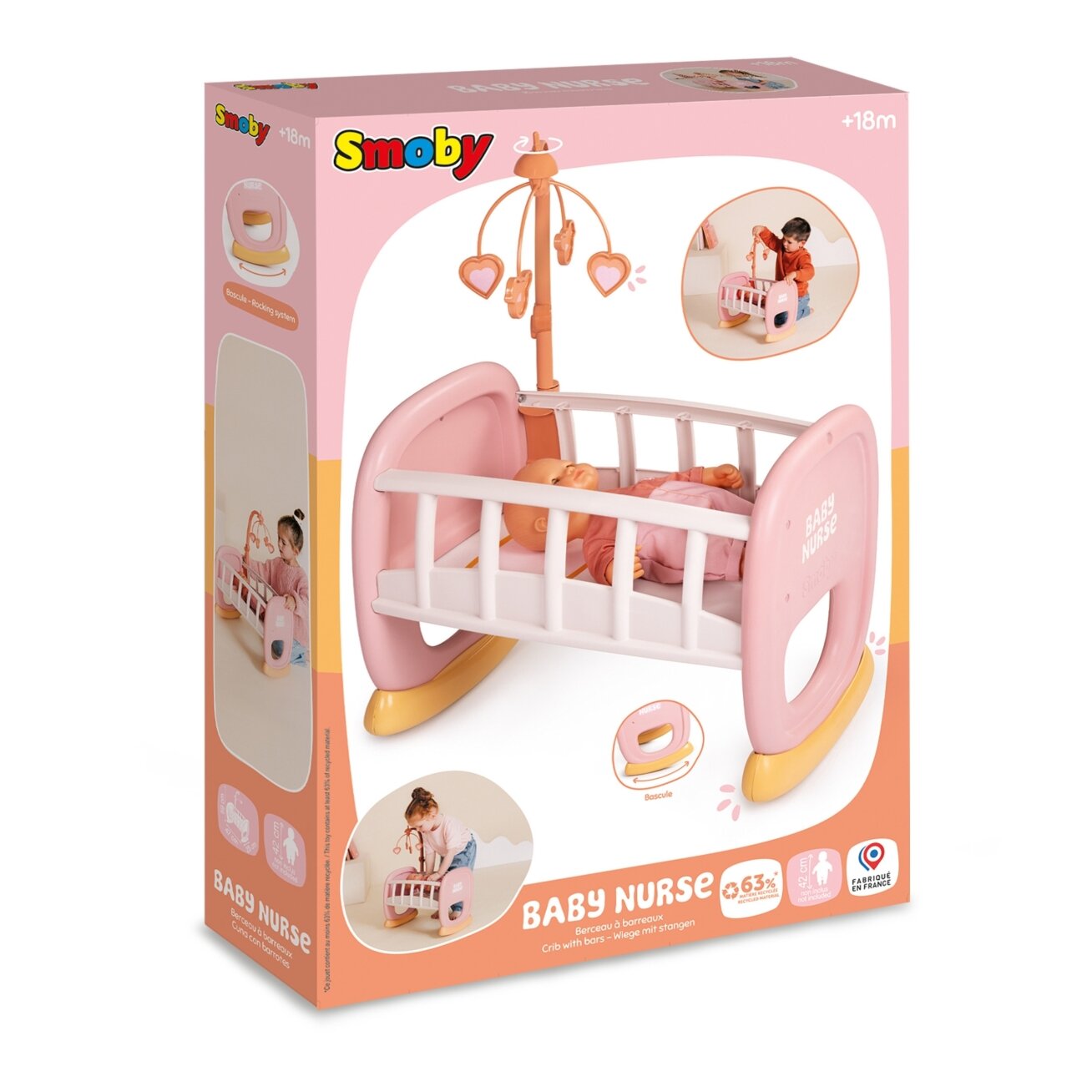 SMOBY Baby Nurse lopšys su karusele 7