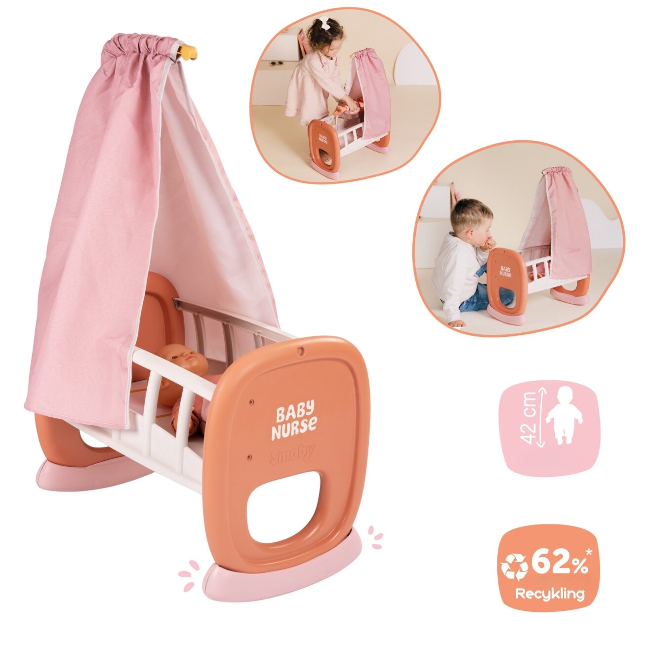 Smoby Baby Nurse lopšys su baldakimu 6 Smoby Baby Nurse lopšys su baldakimu 6