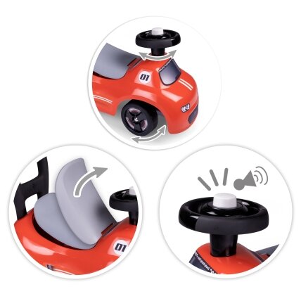 Smoby Raudonas ežiukas su garso signalu Ride-On 2 Smoby Raudonas ežiukas su garso signalu Ride-On 2