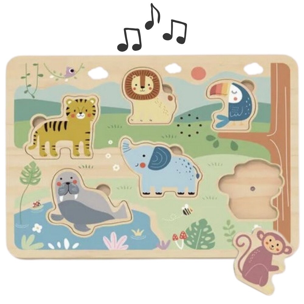 TOOKY TOY Mediniai interaktyvūs gyvūnėlių dėlionės 2 TOOKY TOY Mediniai interaktyvūs gyvūnėlių dėlionės 2