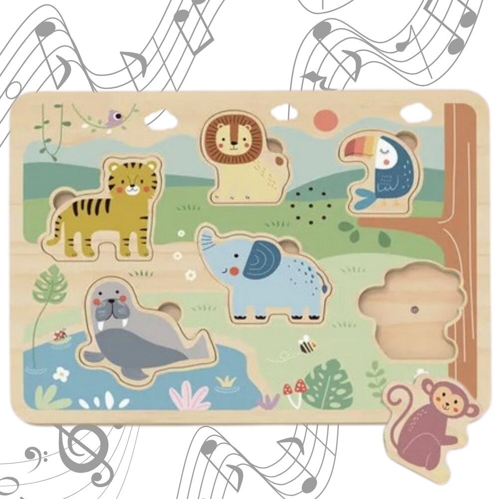 TOOKY TOY Mediniai interaktyvūs gyvūnėlių dėlionės TOOKY TOY Mediniai interaktyvūs gyvūnėlių dėlionės
