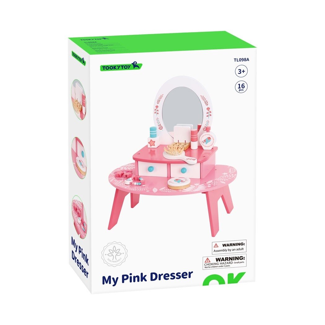 TOOKY TOY Rožinė medinė makiažo kosmetinė su veidrodžiu 8 TOOKY TOY Rožinė medinė makiažo kosmetinė su veidrodžiu 8