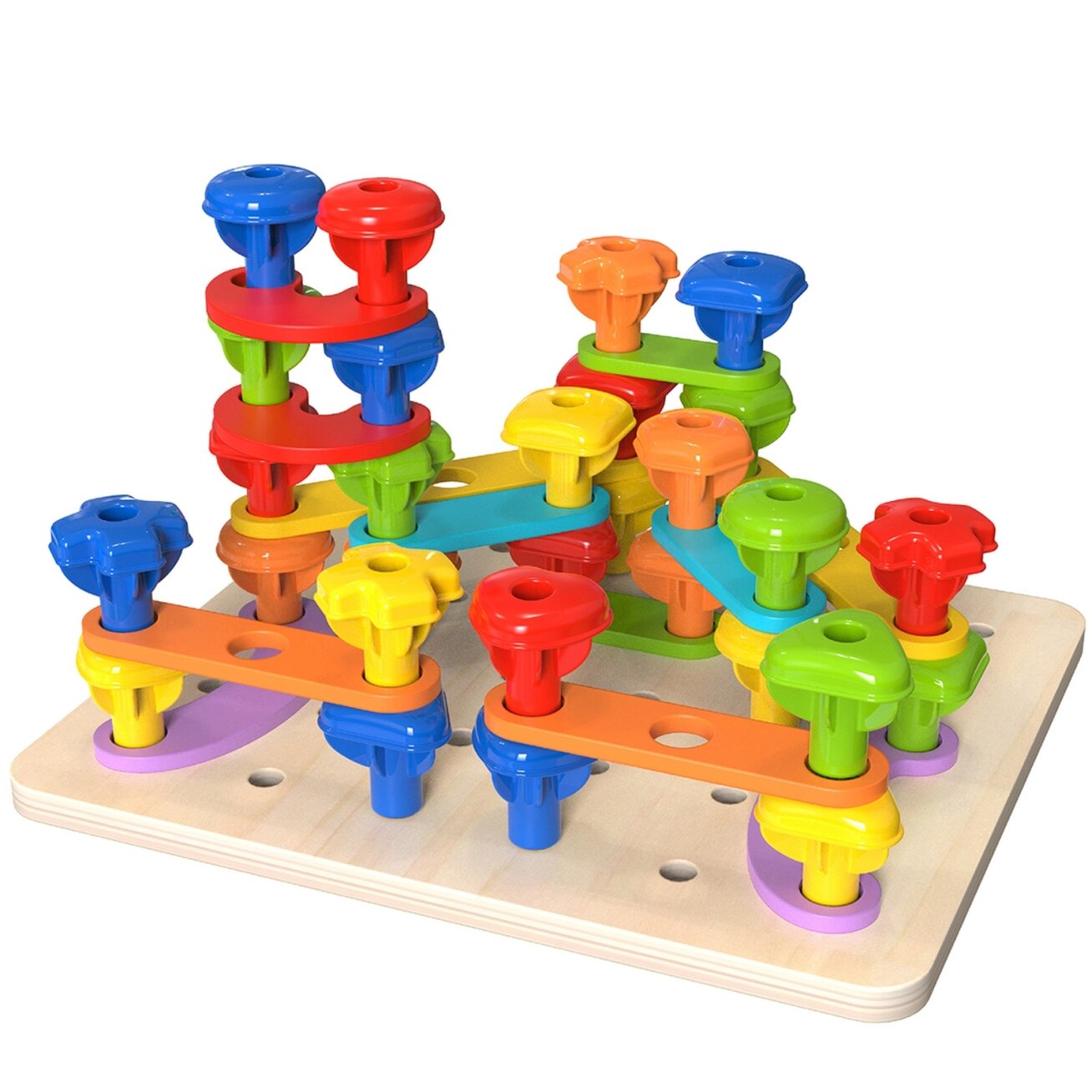 TOOKY TOY Daugiafunkcė lenta – spalvotų kaiščių rinkinys, formų mokymasis 2