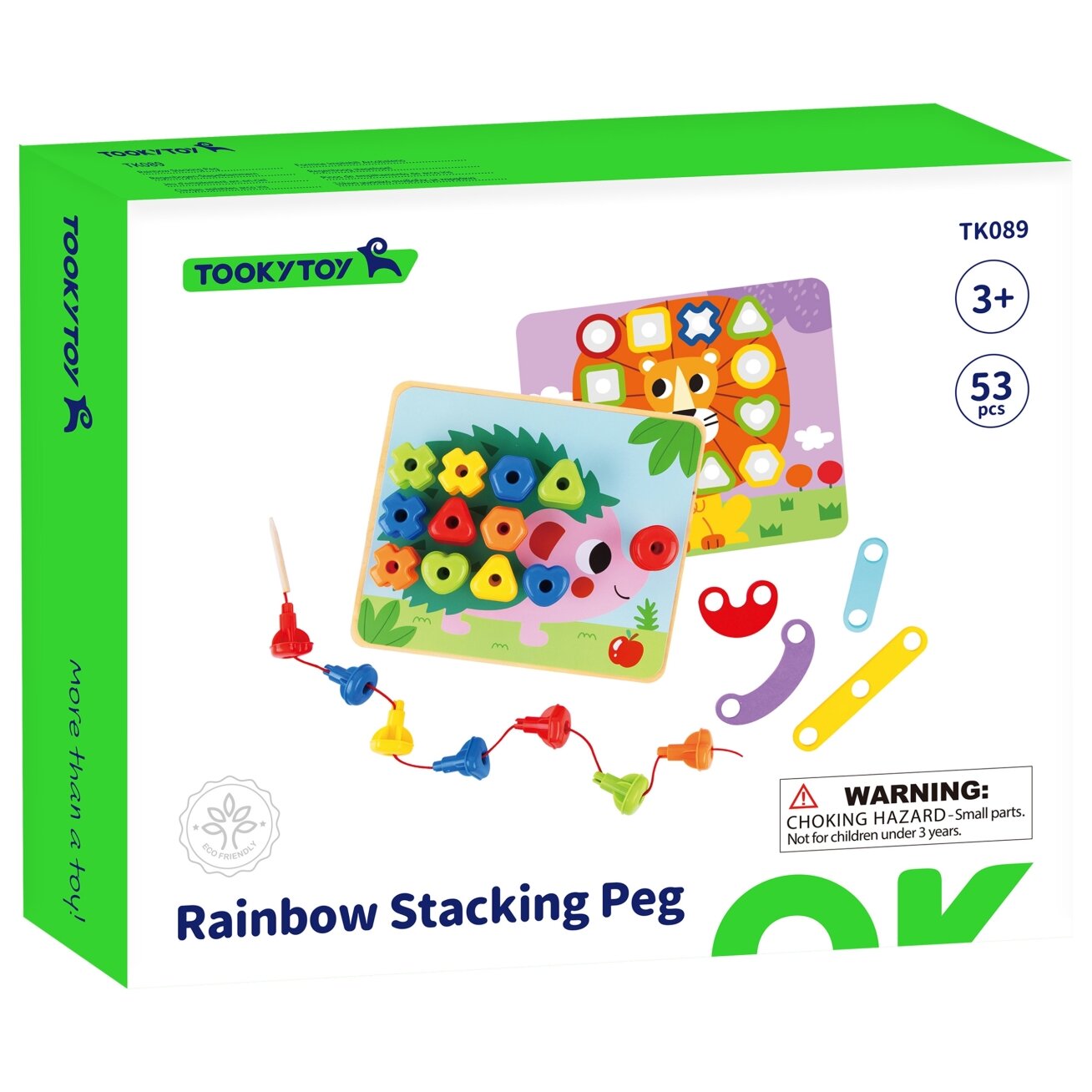 TOOKY TOY Daugiafunkcė lenta – spalvotų kaiščių rinkinys, formų mokymasis 5