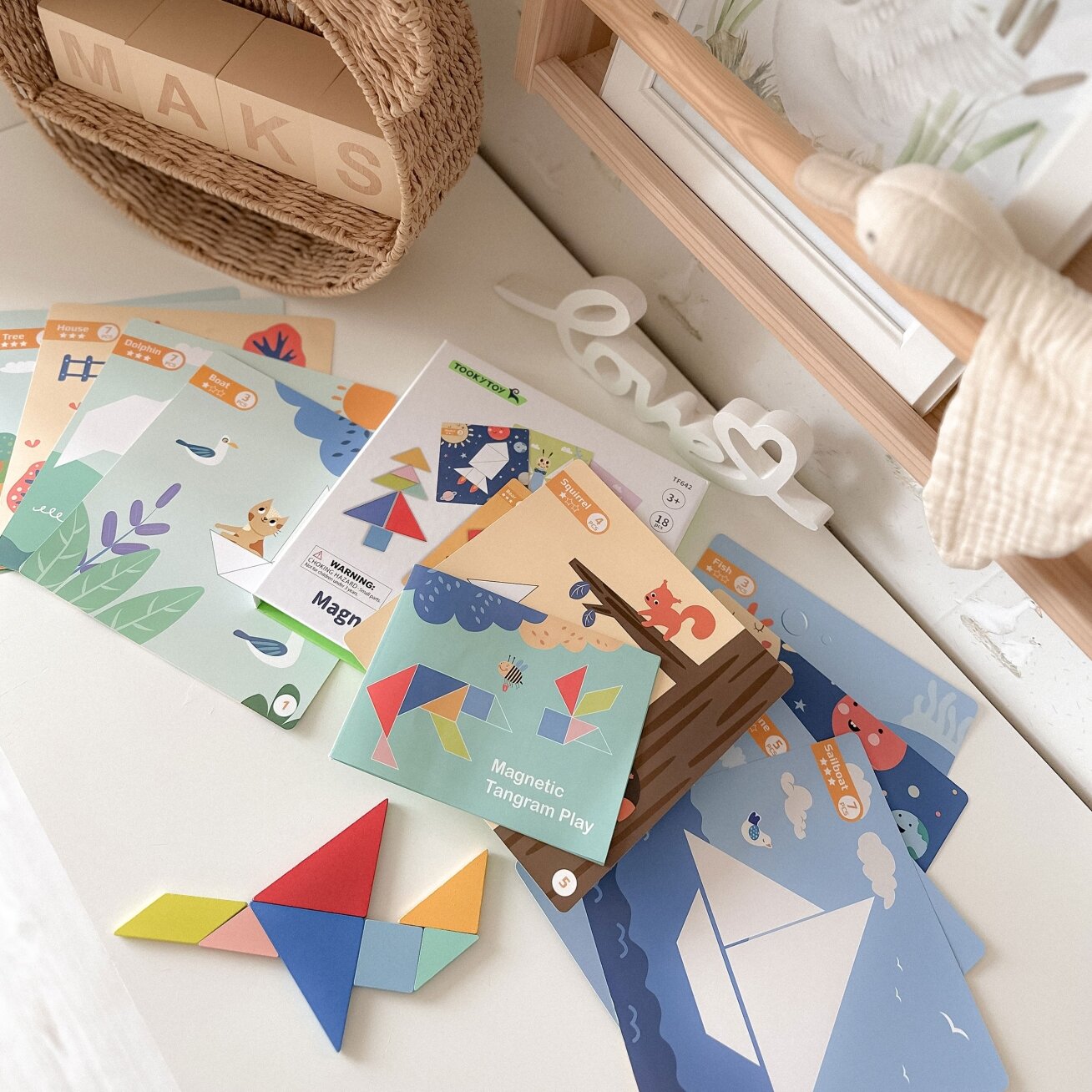 TOOKY TOY Tangram dėlionė vaikams – formų mokymasis, figūros, formos, 18 el. 10 TOOKY TOY Tangram dėlionė vaikams – formų mokymasis, figūros, formos, 18 el. 10