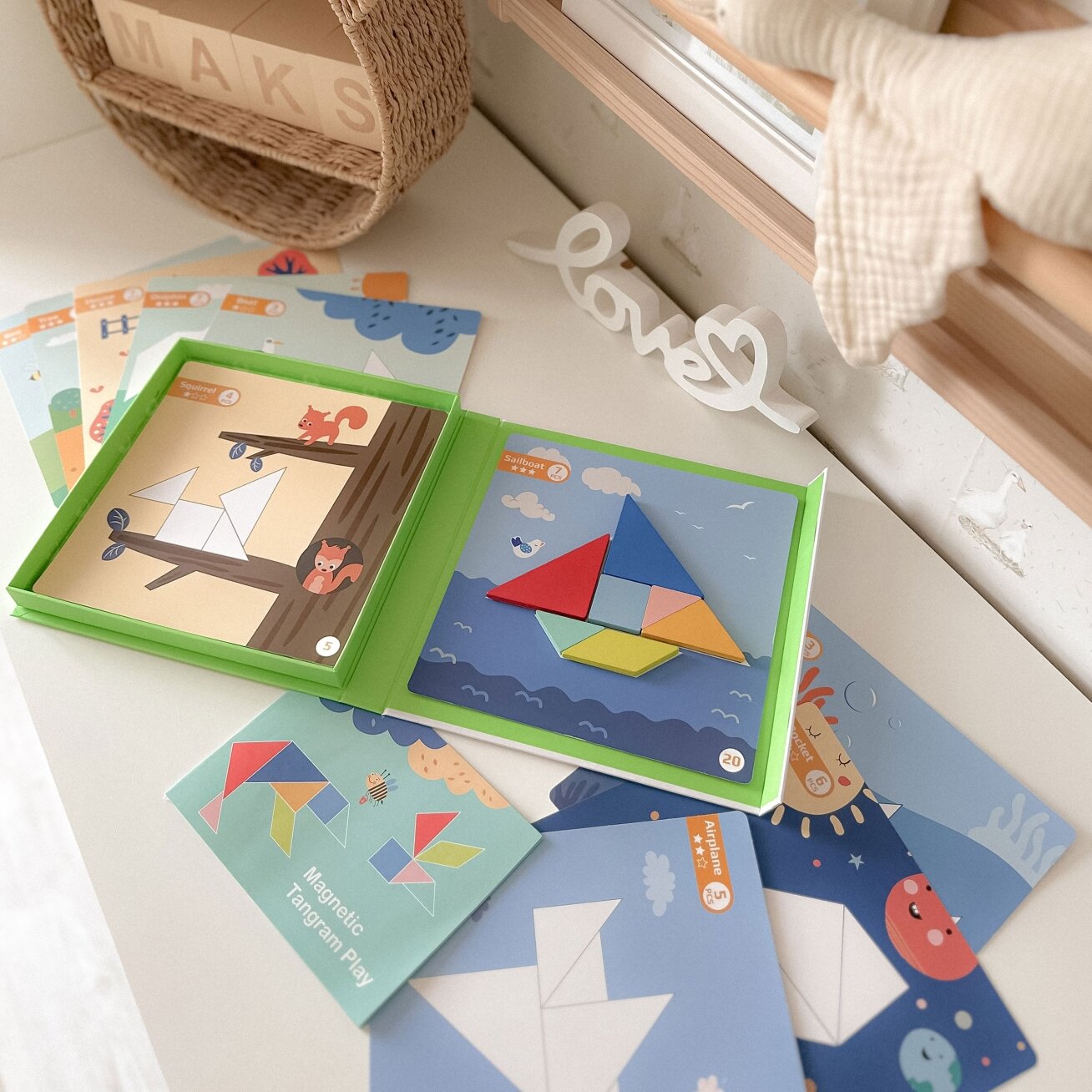 TOOKY TOY Tangram dėlionė vaikams – formų mokymasis, figūros, formos, 18 el. 9