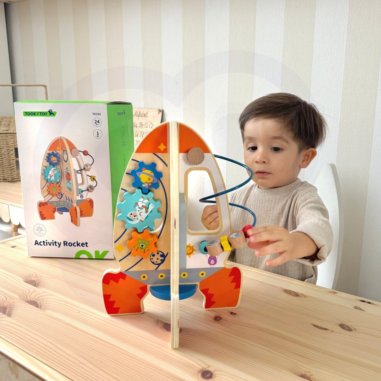 Tooky Toy Didelė medinė daugiafunkcė edukacinė raketa 2 Tooky Toy Didelė medinė daugiafunkcė edukacinė raketa 2