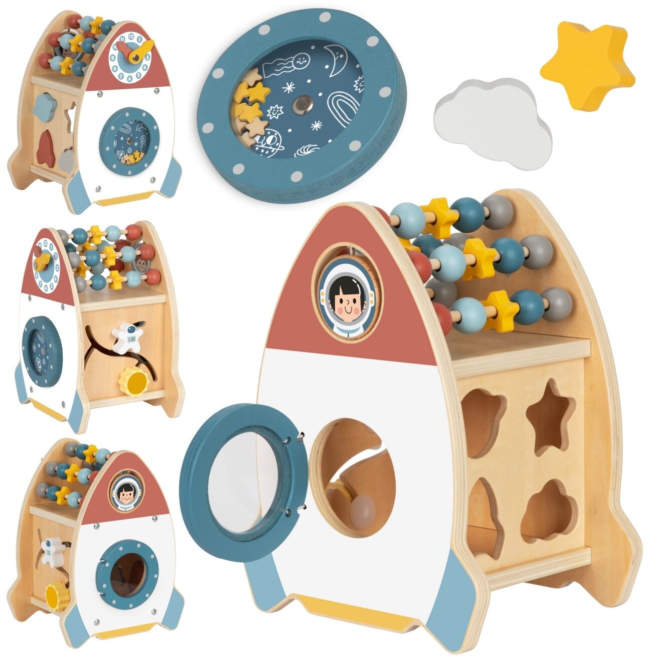 TOOKY TOY Kosminė veiklų raketa – rūšiuoklis, labirintas, medinė TOOKY TOY Kosminė veiklų raketa – rūšiuoklis, labirintas, medinė