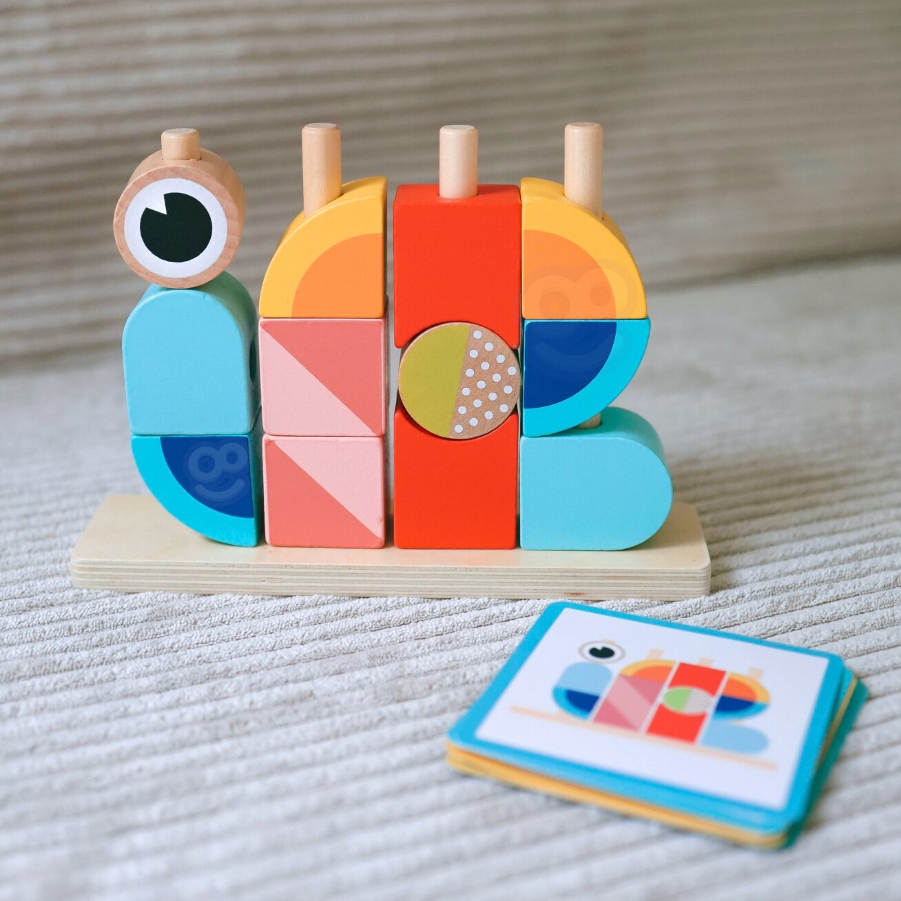 TOOKY TOY Krabas Medinė dėlionė Stulpeliai Kaladėlės Blokai Pastelinė 8
