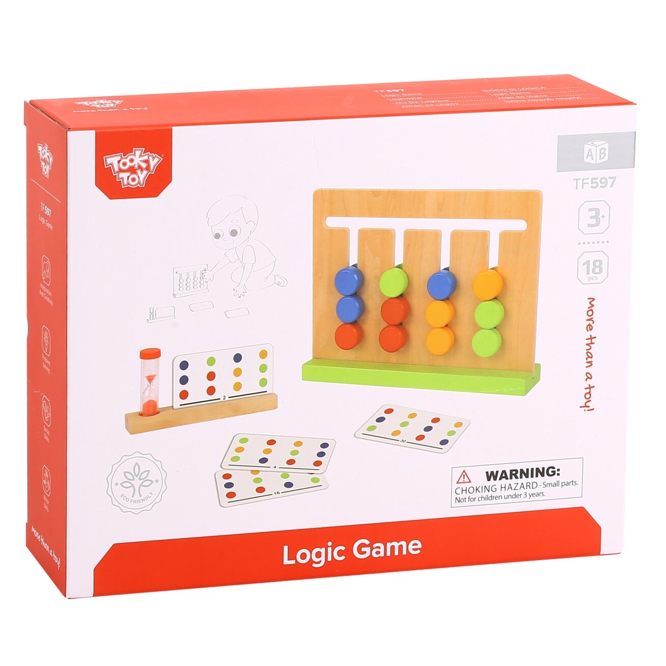 TOOKY TOY Loginis žaidimas – užduočių dėlionė laikui, spalvos, 30 raštų, 18 el. 6