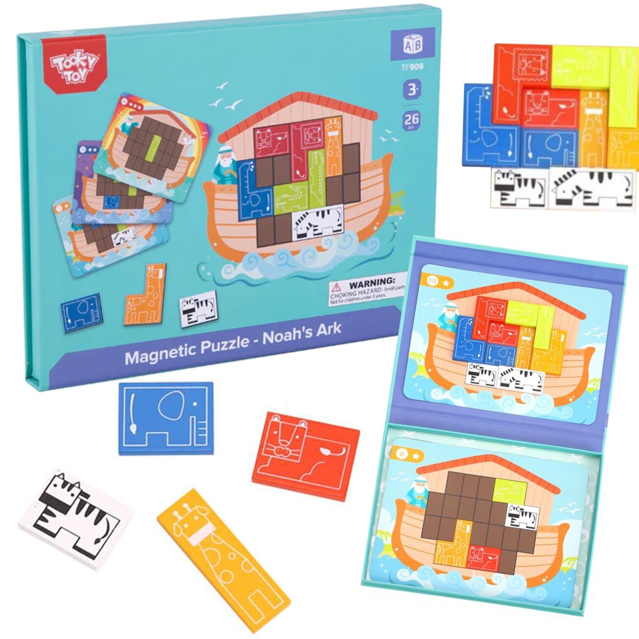 TOOKY TOY Magnetinė Montessori loginė dėlionė Puzzle Tetris Nojaus arka 26 el. TOOKY TOY Magnetinė Montessori loginė dėlionė Puzzle Tetris Nojaus arka 26 el.
