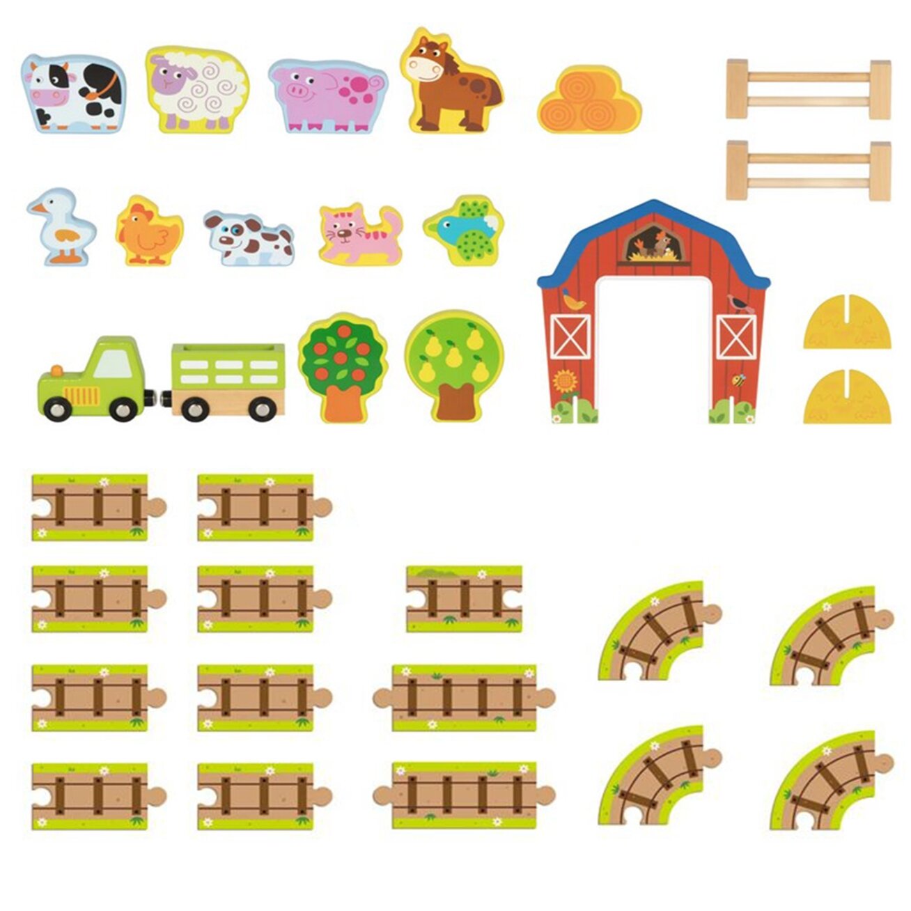 TOOKY TOY Medinė ferma lagamine Figūrėlės Transporto priemonės 7