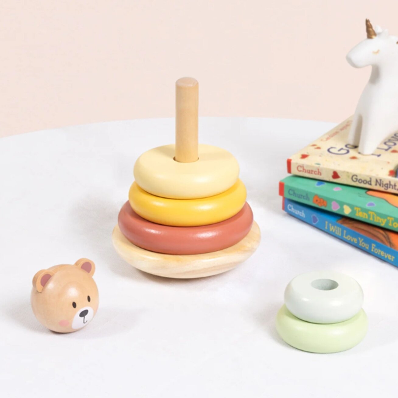 TOOKY TOY Medinė sensorinė dėlionė piramidė Meškiukas sensorinis spalvingas žiedų bokštas 2 TOOKY TOY Medinė sensorinė dėlionė piramidė Meškiukas sensorinis spalvingas žiedų bokštas 2