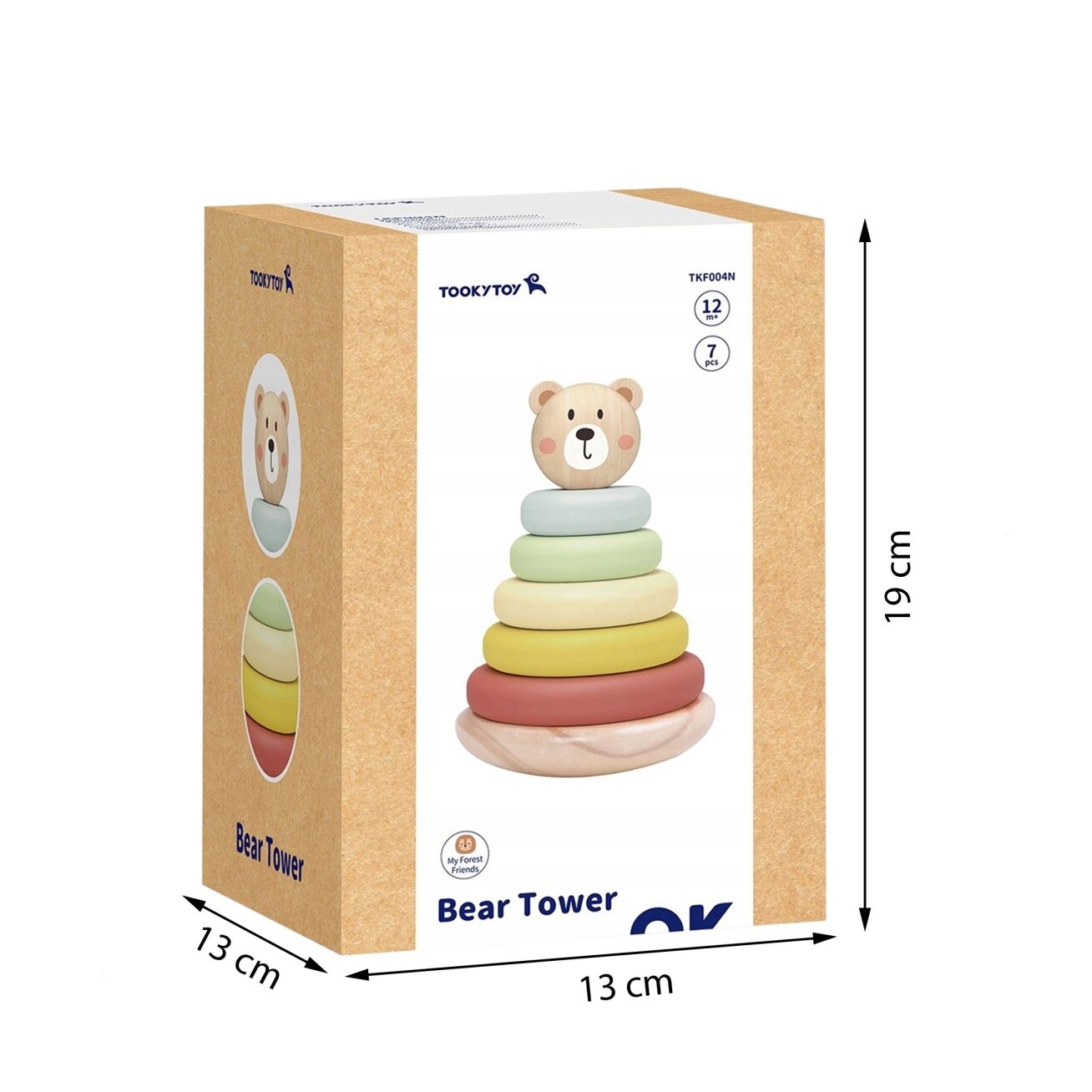 TOOKY TOY Medinė sensorinė dėlionė piramidė Meškiukas sensorinis spalvingas žiedų bokštas 6 TOOKY TOY Medinė sensorinė dėlionė piramidė Meškiukas sensorinis spalvingas žiedų bokštas 6
