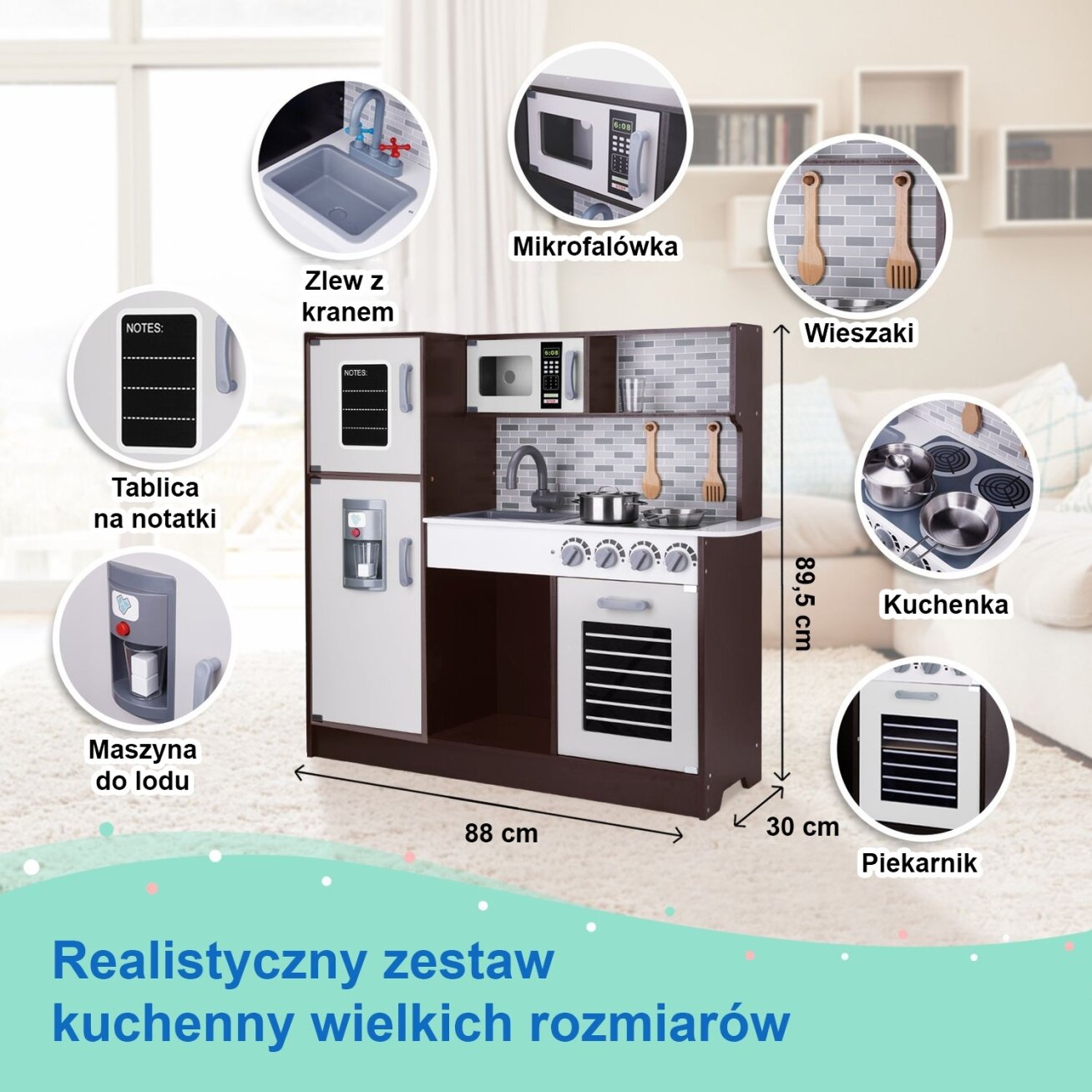 TOOKY TOY Moderni medinė virtuvėlė su priedais 4
