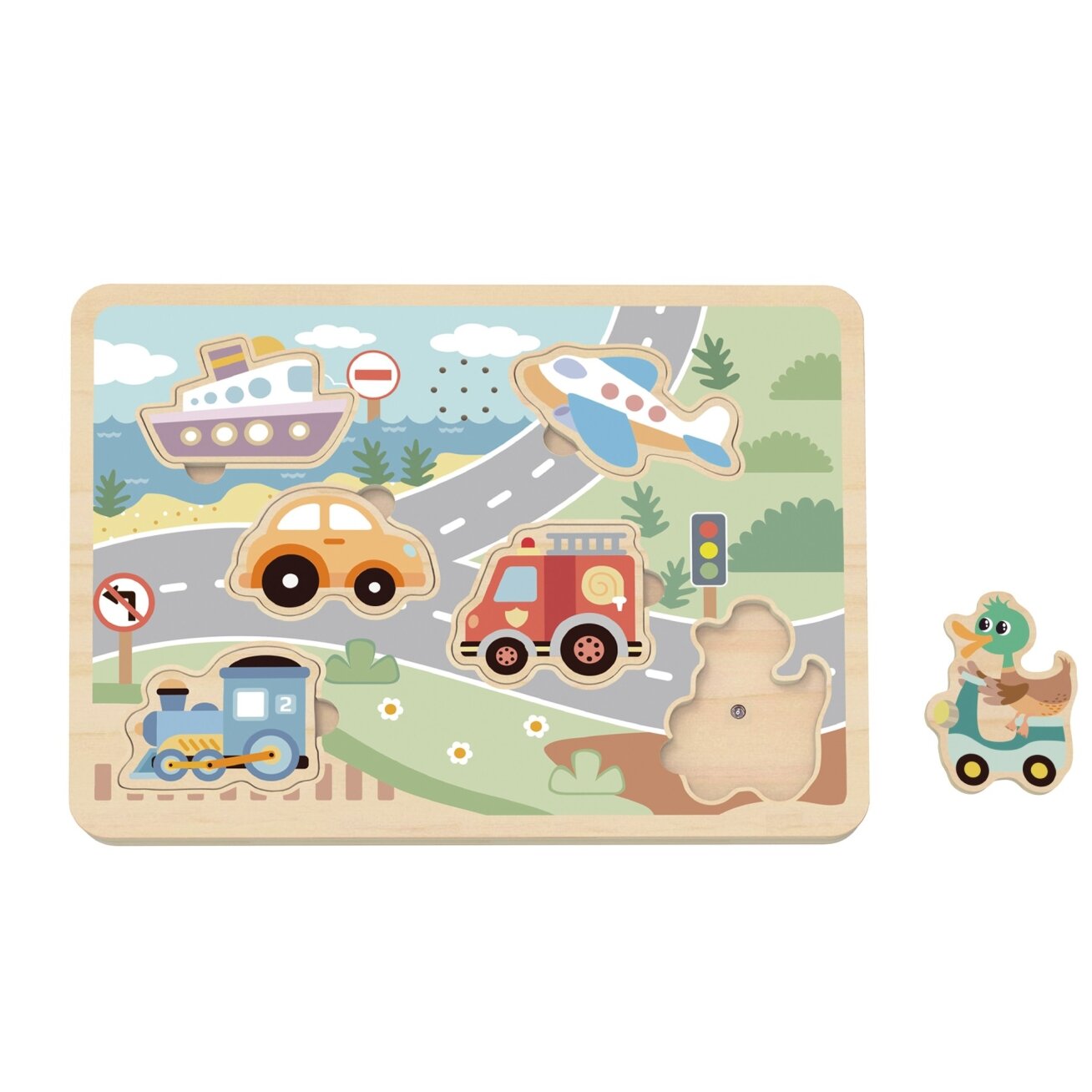 TOOKY TOY Medinė interaktyvi dėlionė Transporto priemonės 5 TOOKY TOY Medinė interaktyvi dėlionė Transporto priemonės 5