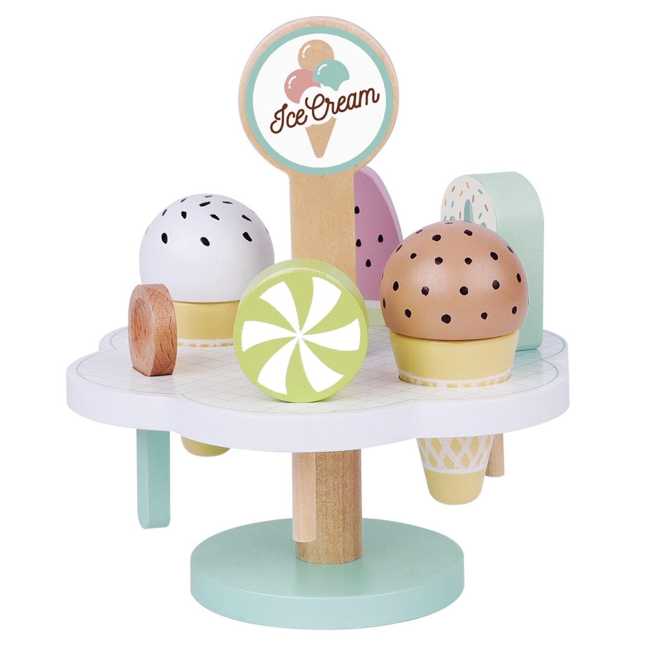 TOOKY TOY Mediniai magnetiniai ledai su stovu 12 TOOKY TOY Mediniai magnetiniai ledai su stovu 12