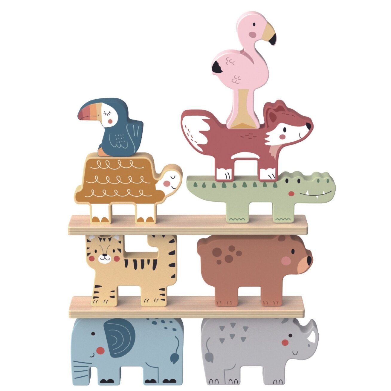 TOOKY TOY Medinės kaladėlės dėlionė Gyvūnėliai Montessori 9 el. 1