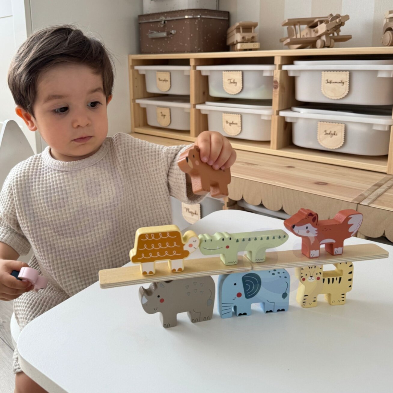 TOOKY TOY Medinės kaladėlės dėlionė Gyvūnėliai Montessori 9 el. 3
