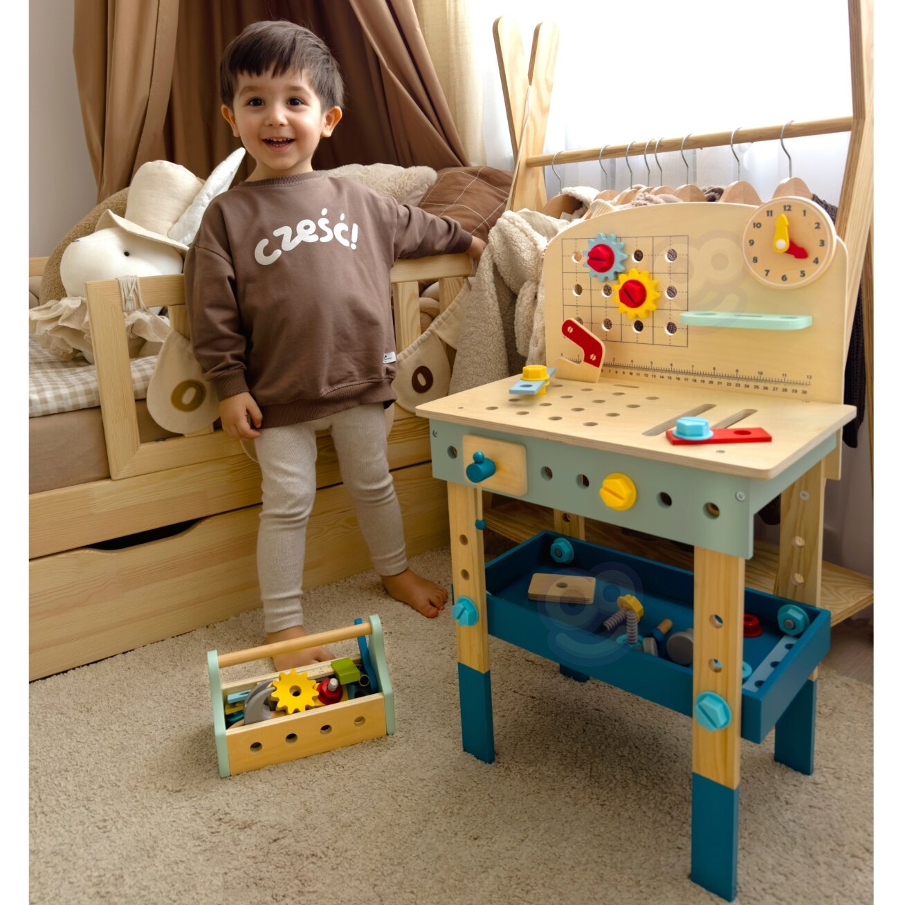 TOOKY TOY Medinis meistravimo stalas dirbtuvės 1