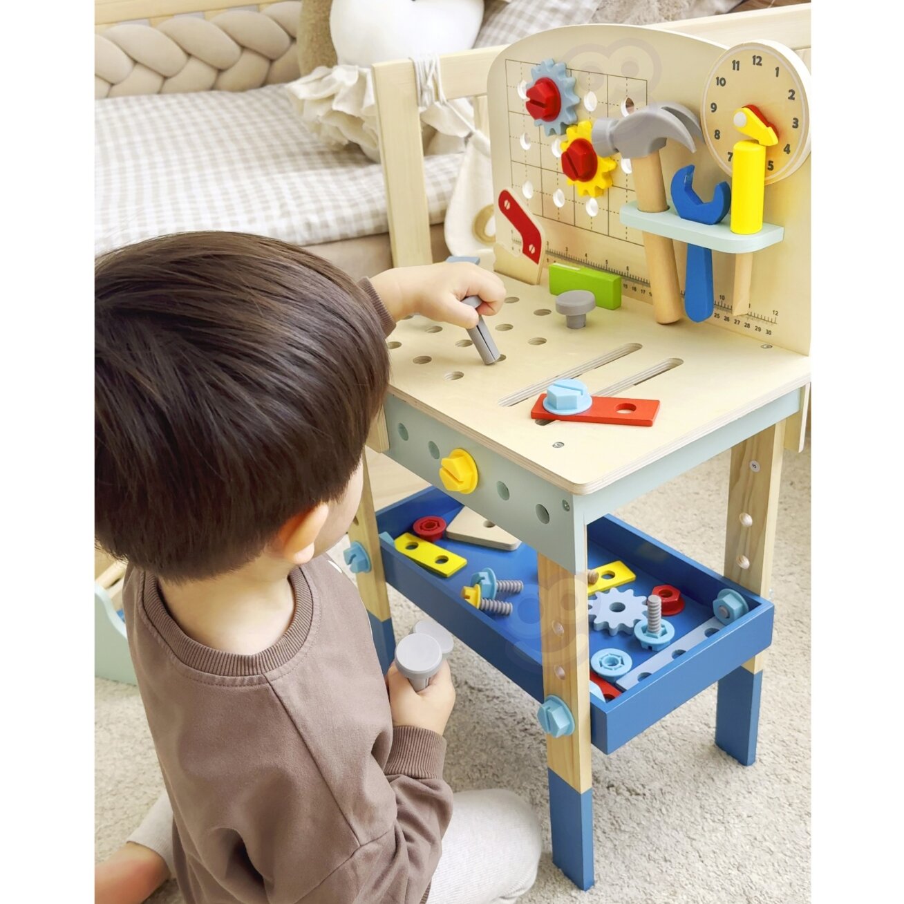 TOOKY TOY Medinis meistravimo stalas dirbtuvės 5