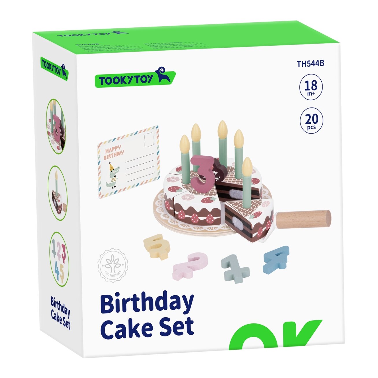 TOOKY TOY Medinis gimtadienio tortas su žvakutėmis ir lipukais 11