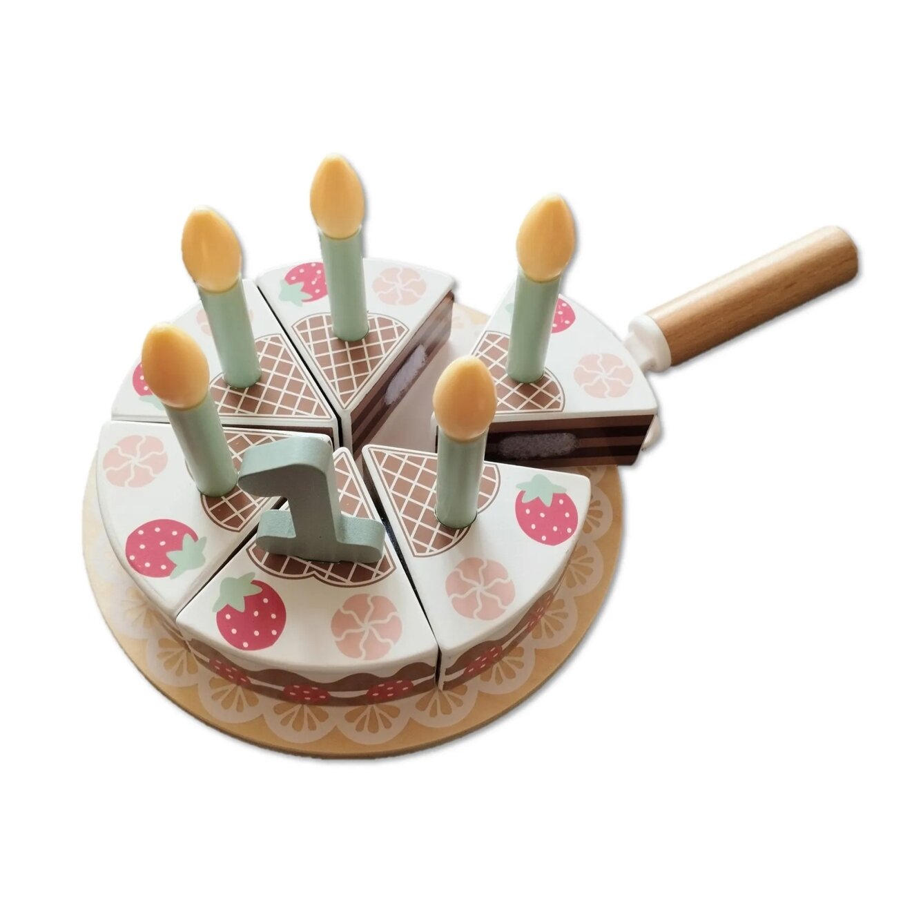 TOOKY TOY Medinis gimtadienio tortas su žvakutėmis ir lipukais 9 TOOKY TOY Medinis gimtadienio tortas su žvakutėmis ir lipukais 9