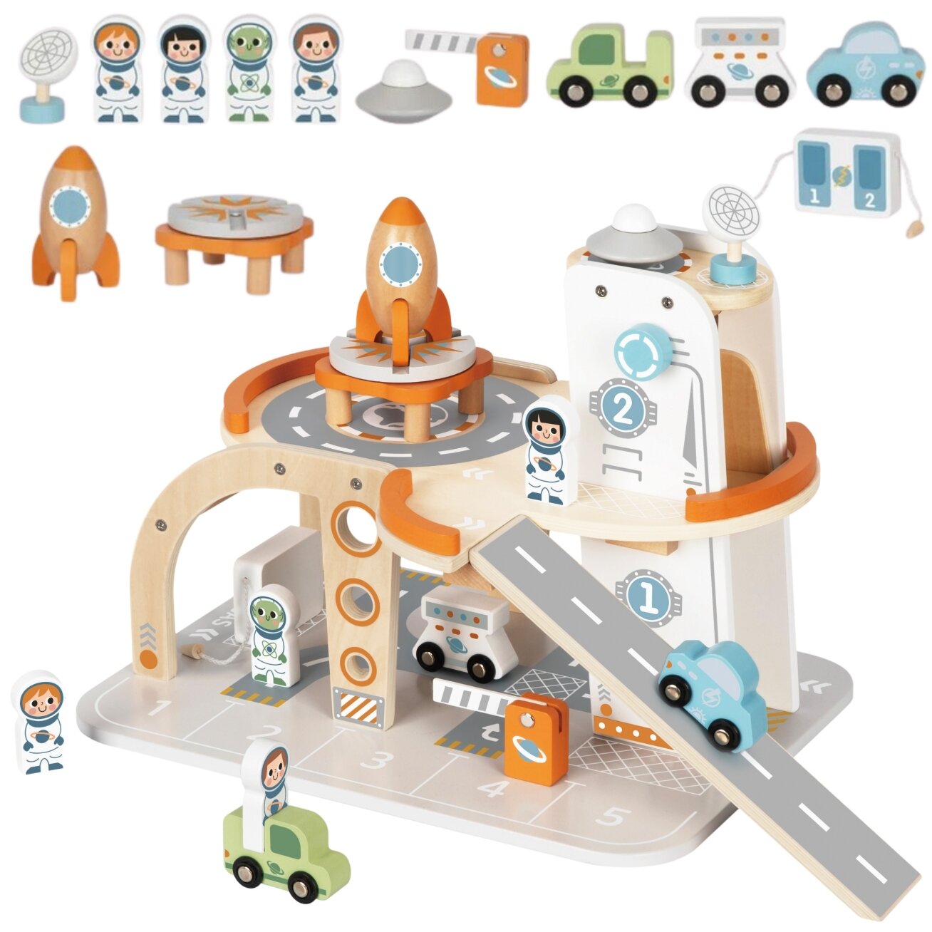 TOOKY TOY Medinis kosminis parkingas – kosminė stotis 12 TOOKY TOY Medinis kosminis parkingas – kosminė stotis 12