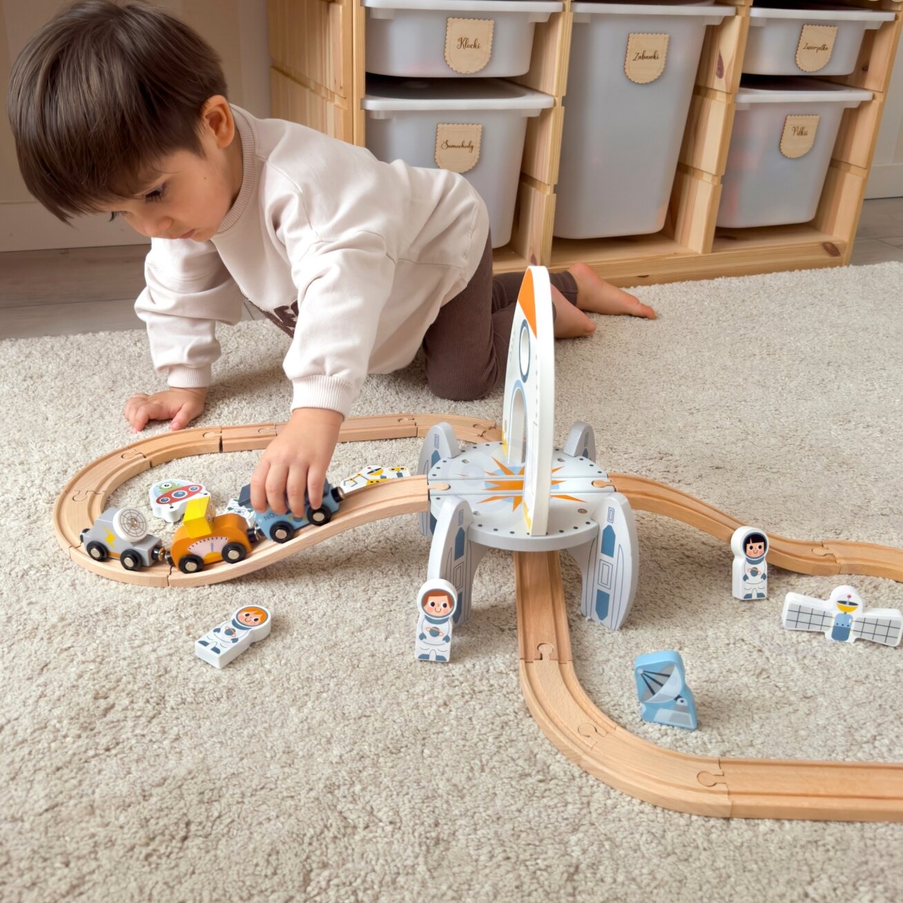 TOOKY TOY Medinis kosminis traukinukas – bėgių rinkinys 3