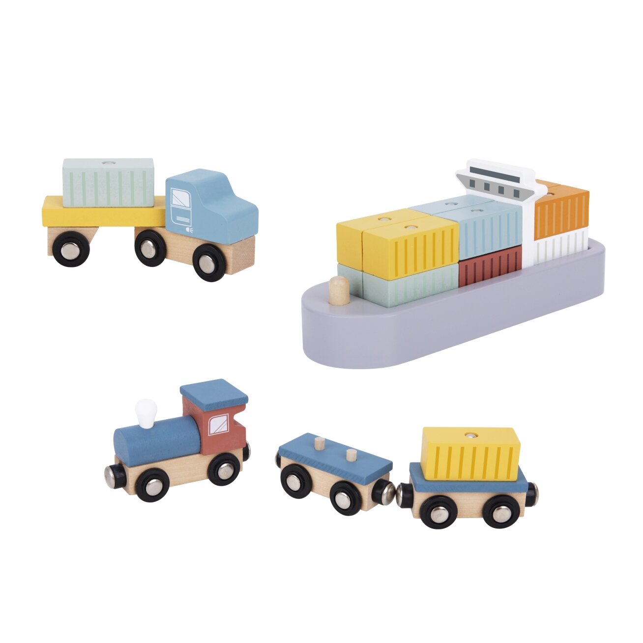TOOKY TOY Medinis uosto krano rinkinys 8