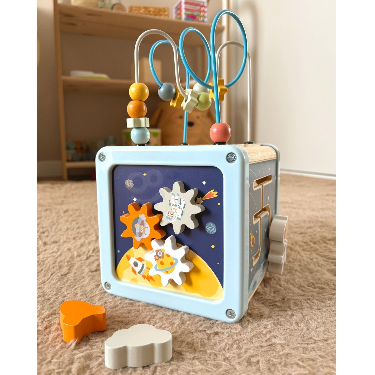 TOOKY TOY Medinė veiklų kubas Kosmosas Rūšiuoklis Labirintas 3 TOOKY TOY Medinė veiklų kubas Kosmosas Rūšiuoklis Labirintas 3