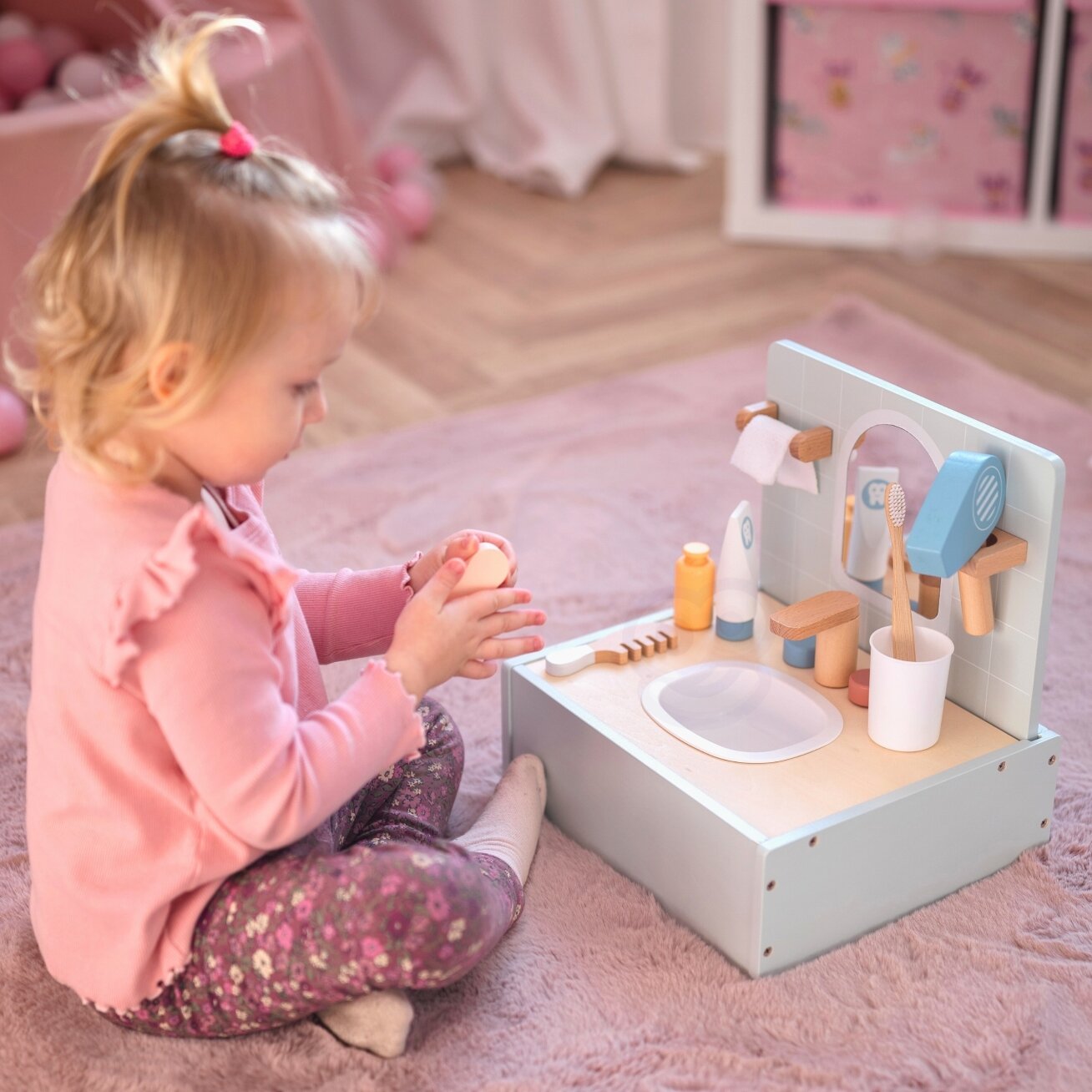 TOOKY TOY Toilet Bathroom Medinis tualeto ir vonios kambario rinkinys su priedais 7