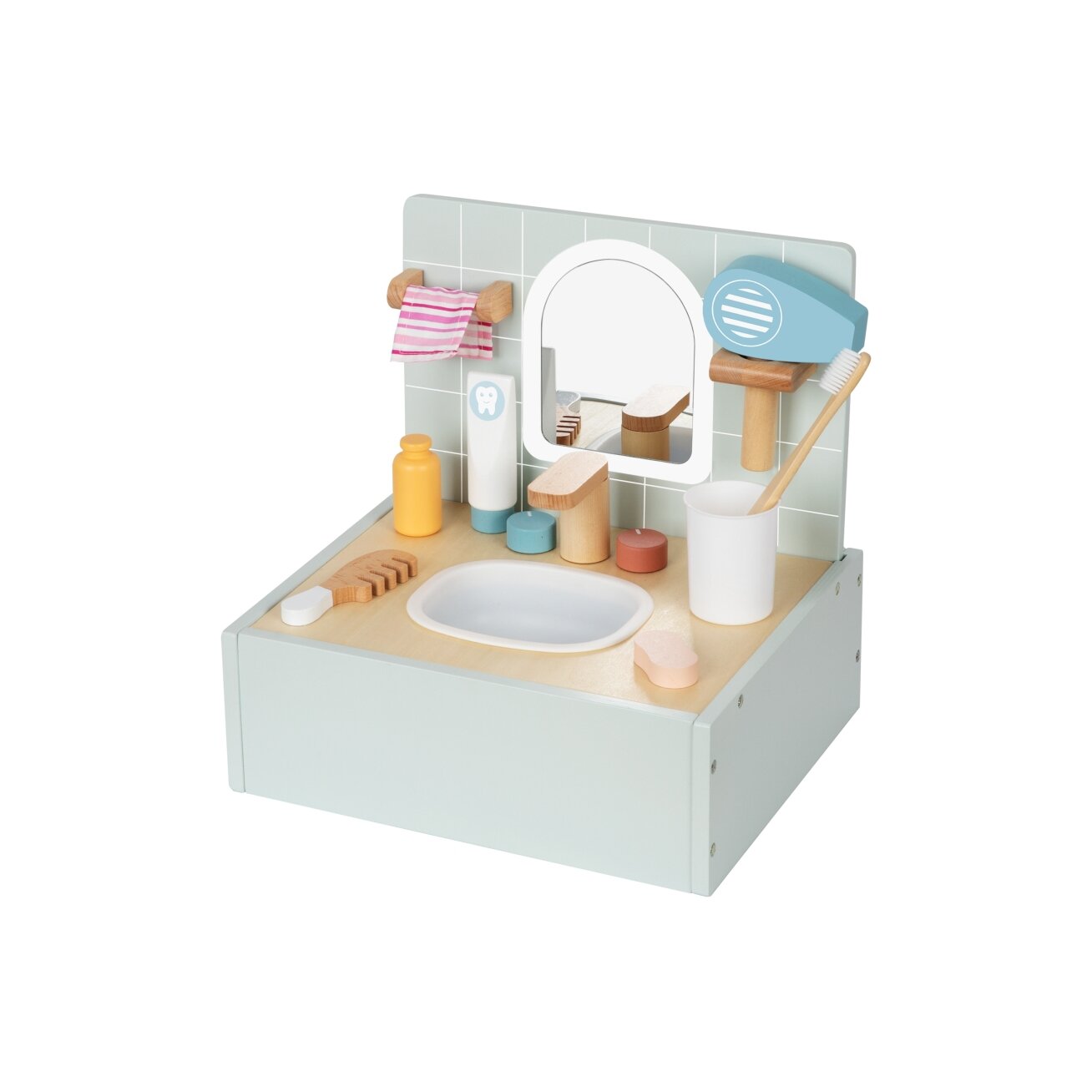 TOOKY TOY Toilet Bathroom Medinis tualeto ir vonios kambario rinkinys su priedais 9 TOOKY TOY Toilet Bathroom Medinis tualeto ir vonios kambario rinkinys su priedais 9