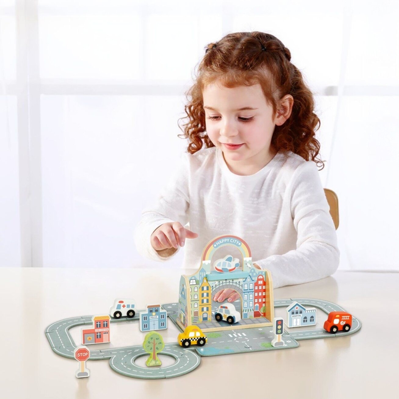 TOOKY TOY Mini miesto rinkinys nešiojamas rinkinys krepšys automobiliai 2