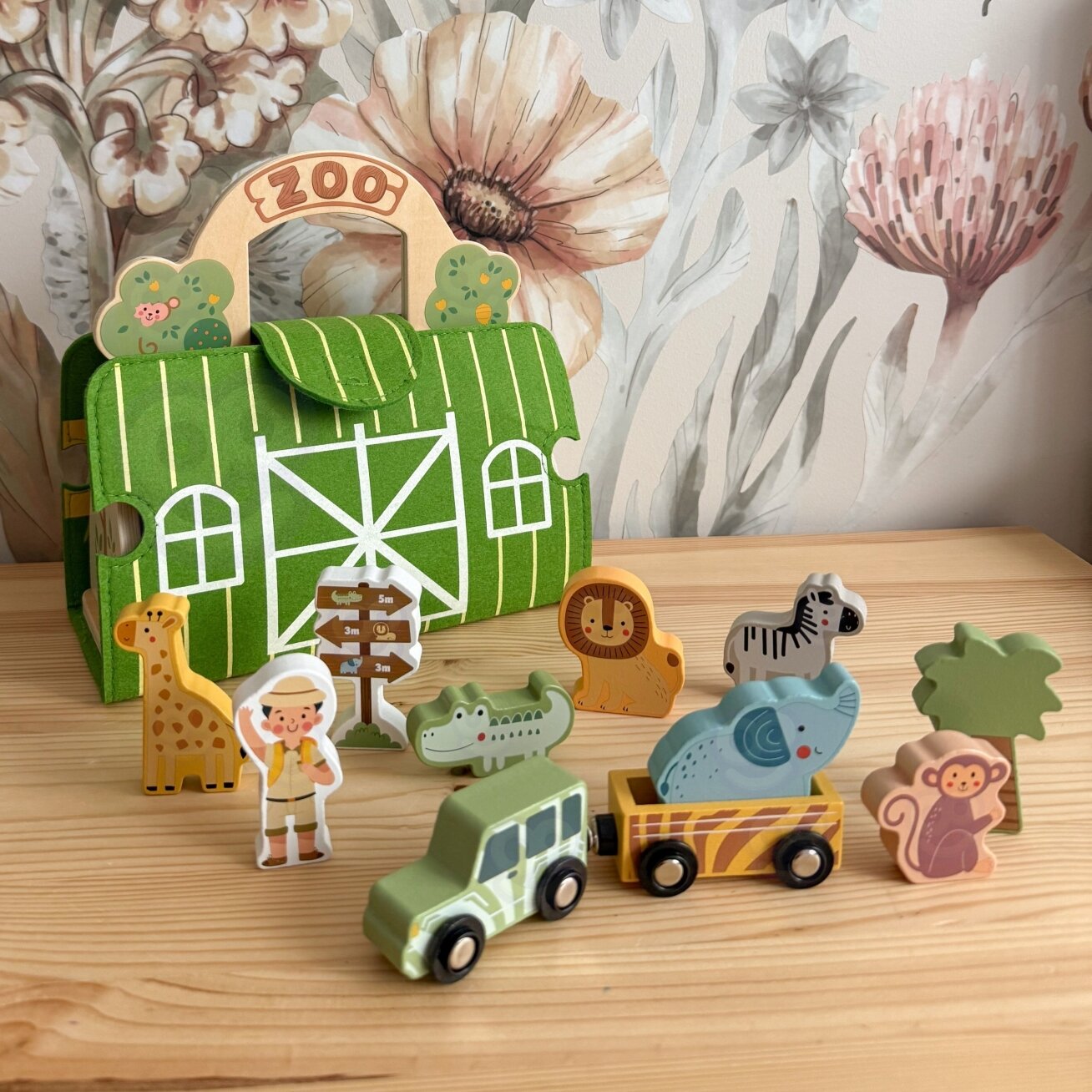 TOOKY TOY Mini ZOO rinkinys Nešiojamas rinkinys krepšys gyvūnai 11
