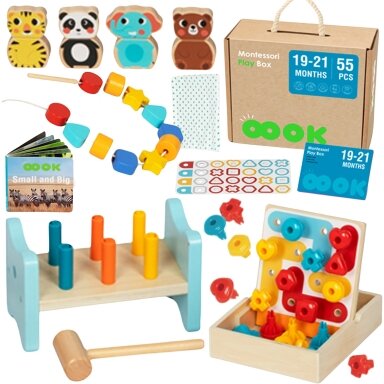TOOKY TOY Box Dėžutė XXL Montessori edukacinė 7in1 sensorinė 19-21 mėn.