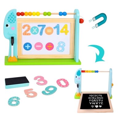 TOOKY TOY Didelė medinė dvipusė magnetinė + kreidinė lenta