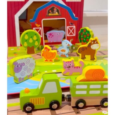 TOOKY TOY Medinė ferma lagamine Figūrėlės Transporto priemonės