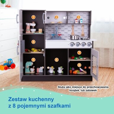 TOOKY TOY Moderni medinė virtuvėlė su priedais