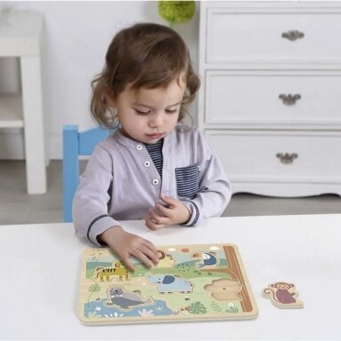 TOOKY TOY Mediniai interaktyvūs gyvūnėlių dėlionės