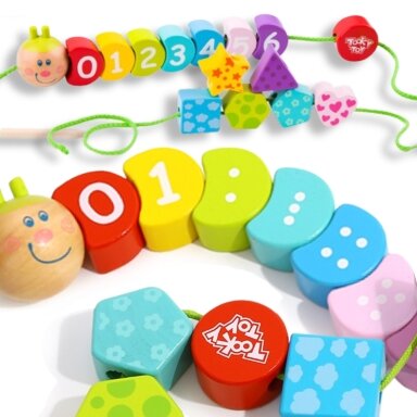 TOOKY TOY Medinės suveriamos kaladėlės Vikšras Skaičiavimo mokymasis 20 vnt.
