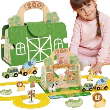 TOOKY TOY Mini ZOO rinkinys Nešiojamas rinkinys krepšys gyvūnai