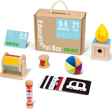 TOOKY TOY Box Dėžutė XXL Montessori edukacinė 6in1 sensorinė 0-6 mėn.