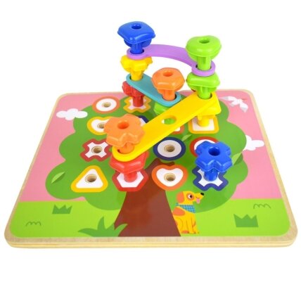 TOOKY TOY Daugiafunkcė lenta – spalvotų kaiščių rinkinys, formų mokymasis 3