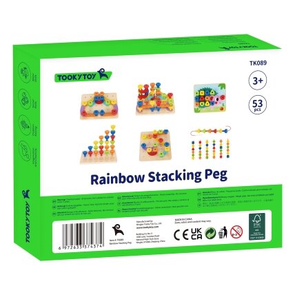 TOOKY TOY Daugiafunkcė lenta – spalvotų kaiščių rinkinys, formų mokymasis 6