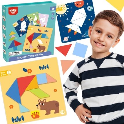 TOOKY TOY Tangram dėlionė vaikams – formų mokymasis, figūros, formos, 18 el.