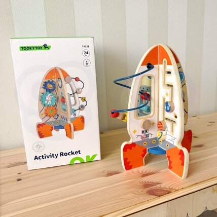 Tooky Toy Didelė medinė daugiafunkcė edukacinė raketa 4