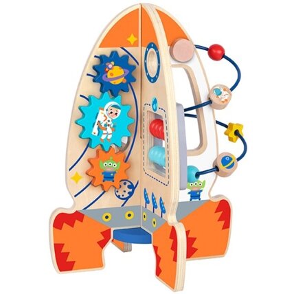 Tooky Toy Didelė medinė daugiafunkcė edukacinė raketa 7