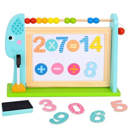 TOOKY TOY Didelė medinė dvipusė magnetinė + kreidinė lenta 2